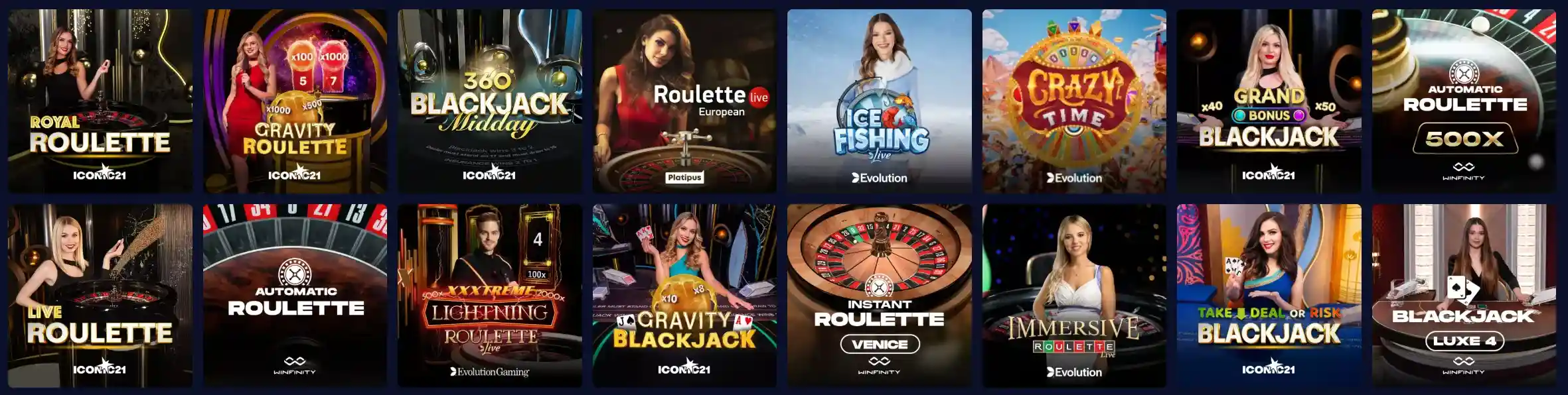 Jeux de live casino avec vrais croupiers sur Betory Casino